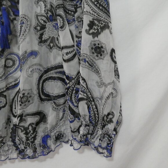 Y2K - LOVESTITCH | medium | Paisley Print Bohemian Blouse | Lace Up Neck - Picture 8 of 15